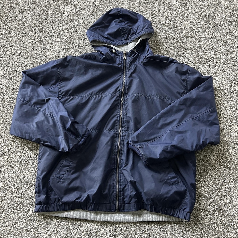 Weather Tamer Jacket Men M Blue Microfiber Reversible Windbreaker Full Zip Lined